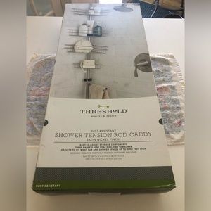 Bathroom shower caddy. From Target Nickel